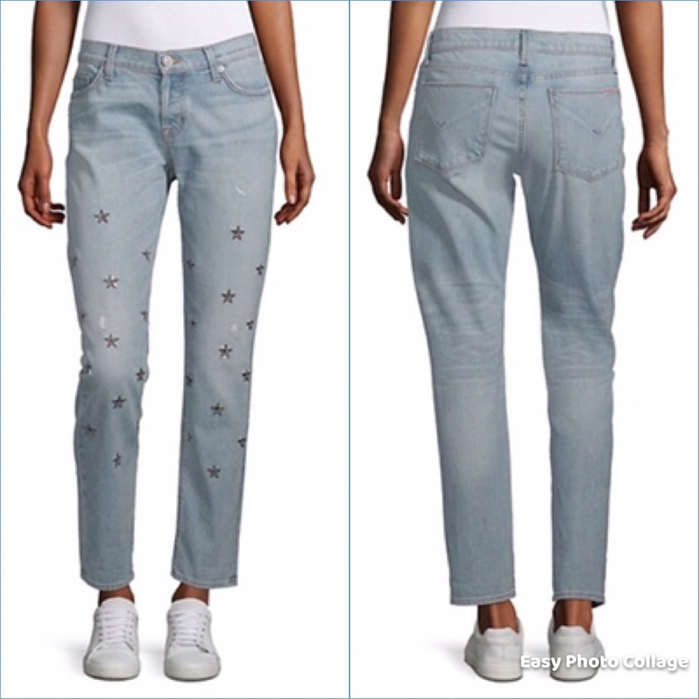 HUDSON Riley Relaxed Star Straight-Leg Crop Jeans